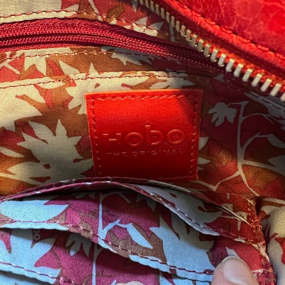 Hobo Crossbody Long Strap Red Leather Purse - Picture 8 of 12